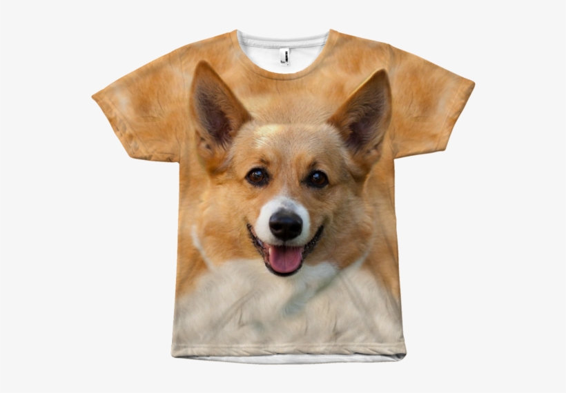 Corgi Dog Face All Over Print Tee Shirt - Dog, transparent png #1134979