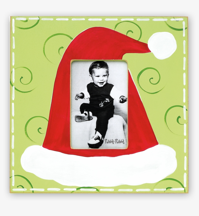 Santa Hat Lime - Santas Hat Flannel Picture Frame, transparent png #1135094