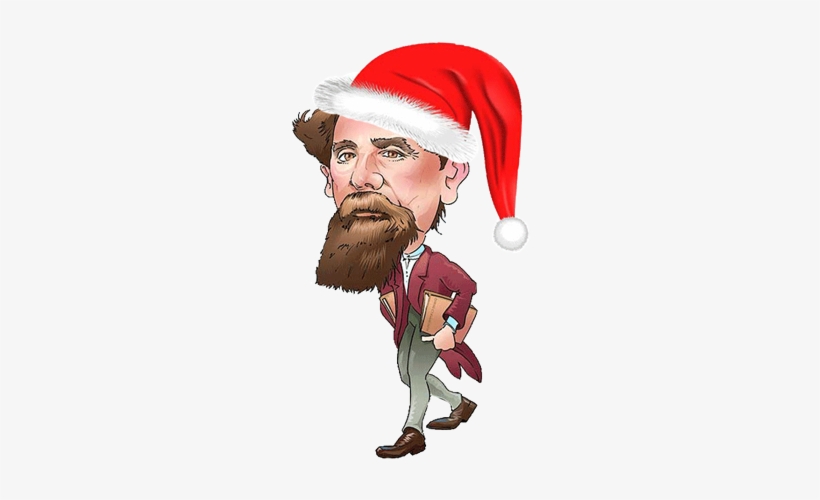 A Caricature Of Dickens Weraing A Santa Hat - Charles Dickens, transparent png #1135244
