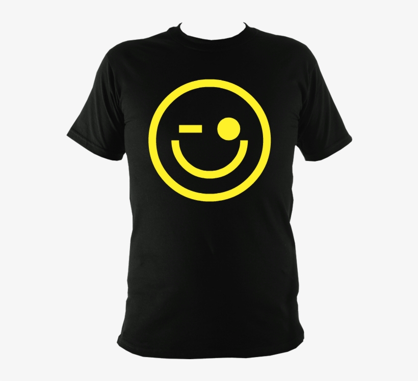 Winky Face Slogan T-shirt - Černá Trička S Potiskem, transparent png #1135825