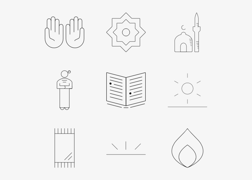 Jpg Black And White Icons Free Islam - Line Art, transparent png #1136573