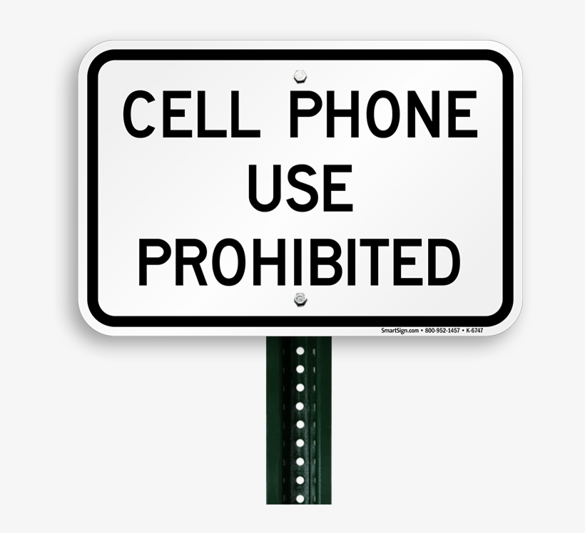 Cell Phone Prohibited Sign - U Turn Prohibited Sign, transparent png #1137391