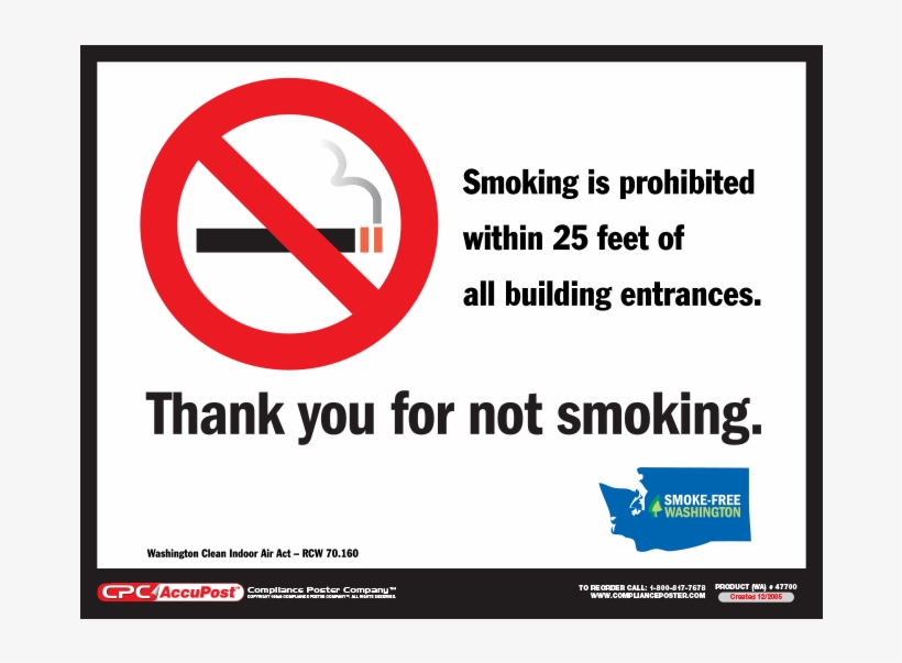 Zing 1866s 5x7" Smoking Is Prohibited Within 25 Feet, transparent png #1137739