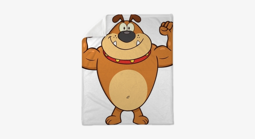 Smiling Brown Bulldog Cartoon Character Showing Muscle - Bulldog Cartoon, transparent png #1137881