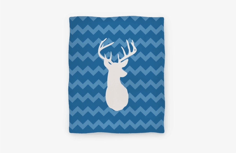 Chevron Stripe Deer Silhouette Blanket - Deer, transparent png #1138358