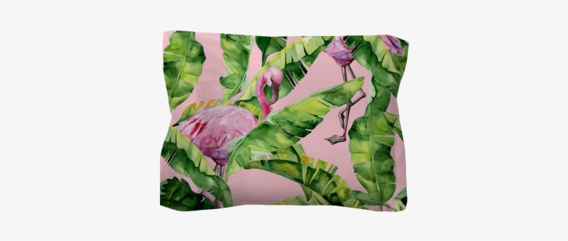 Banana Palm Leaves Seamless Watercolor Illustration - Dense Jungle Round Mouse Pad Customized Non Slip Rubber, transparent png #1139819