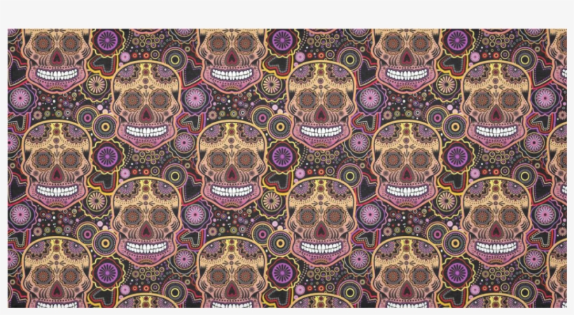 Candy Sugar Skull Cotton Linen Tablecloth - Paisley, transparent png #1140235