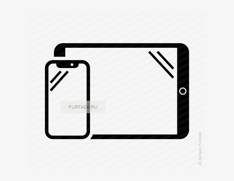 Vector Icon Of Vertical Smartphone And Horizontal Tablet - Iphone, transparent png #1140320