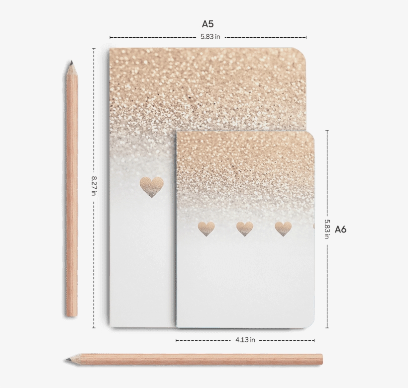 Dailyobjects Gatsby Gold Ombre White Hearts A5 Notebook - T375/t377 Case, Galaxy Tab E 8.0" Tablet Case, Dteck, transparent png #1143774
