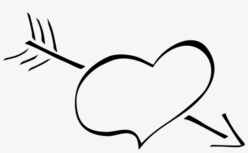 Heart Black And White Clip Art - Pink Heart With Arrow Shower Curtain, transparent png #1143775