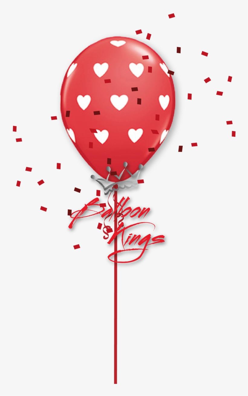 11in Latex White Hearts - Big Hearts Polka Dots White And Red Balloons - Pack, transparent png #1143846