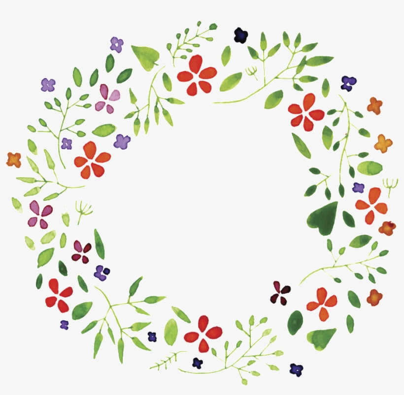 Fresh Watercolor Green Leafy Hand Drawn Wreath Decorative - Wreath, transparent png #1144191