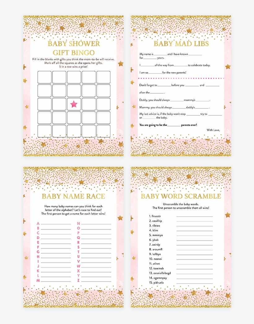 Pink And Gold Twinkle Twinkle Little Stars Baby Shower - Baby Shower, transparent png #1146693
