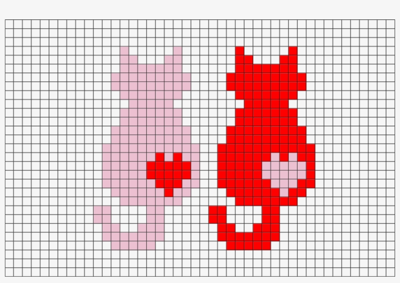 Cats Pixel Art Pixel Art Cats Love Animal Cute Couple - Grid Cute Pixel Art, transparent png #1146748