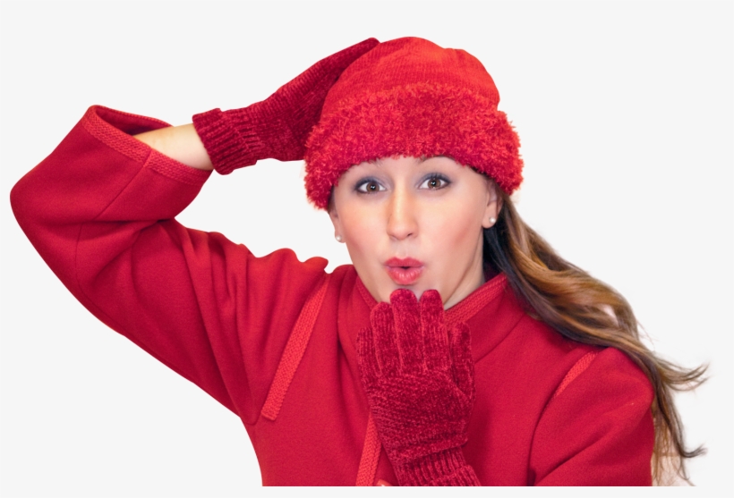Happy Woman Blowing Kiss In Winter Clothes Png Image - Woman In Winter Clothes Png, transparent png #1146924
