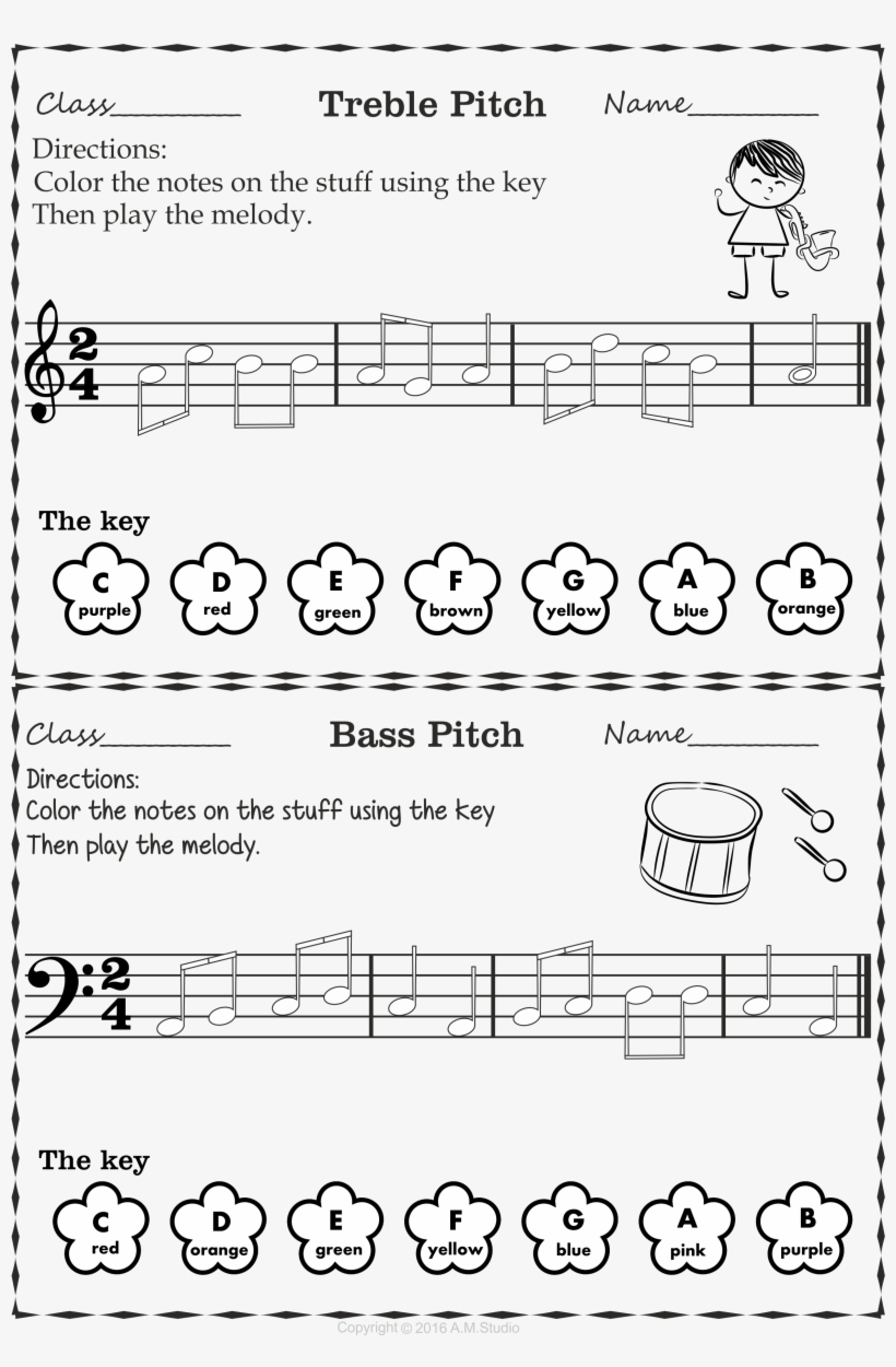 Easy And Fun Music Note Naming Coloring Activity For - Diagram, transparent png #1147862