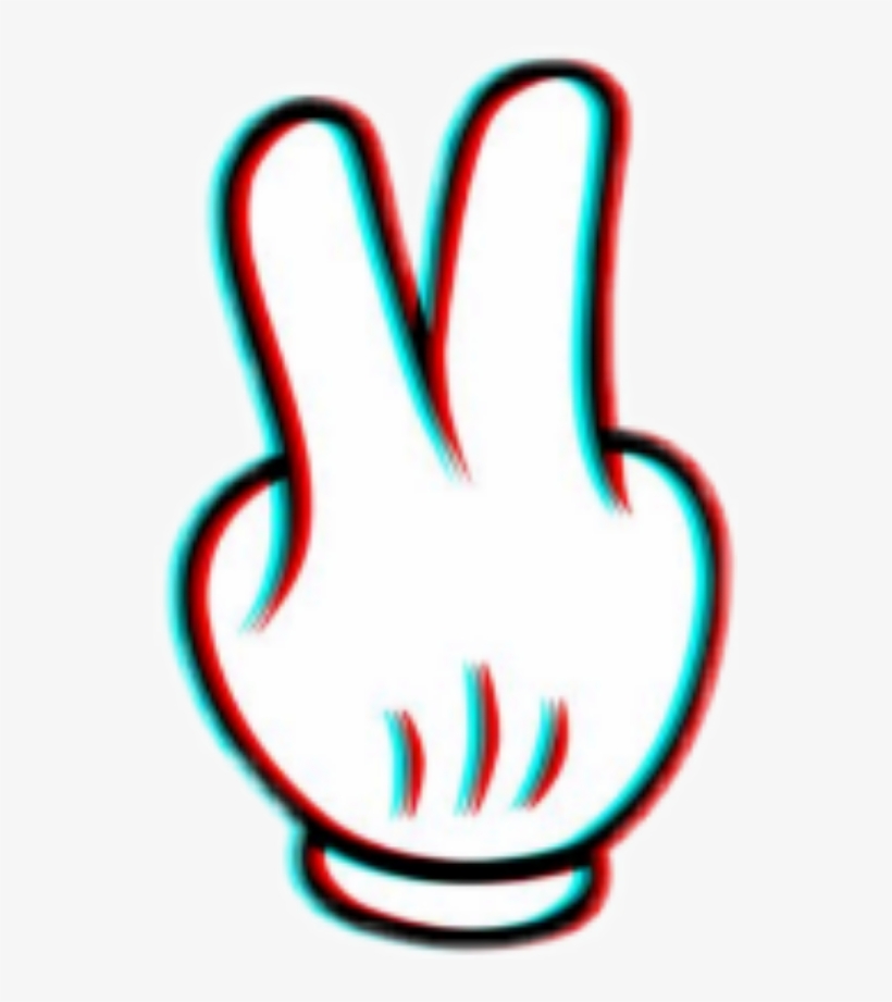 Peace Glitch Effect Mickey Hand Cute Kawaii Aesthetic - Peace Im Out, transparent png #1149069