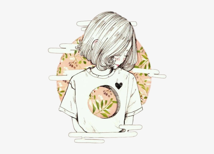 Anime Animegirl Short Hair Circle Glitch - Anime Girls In A Circle, transparent png #1149346