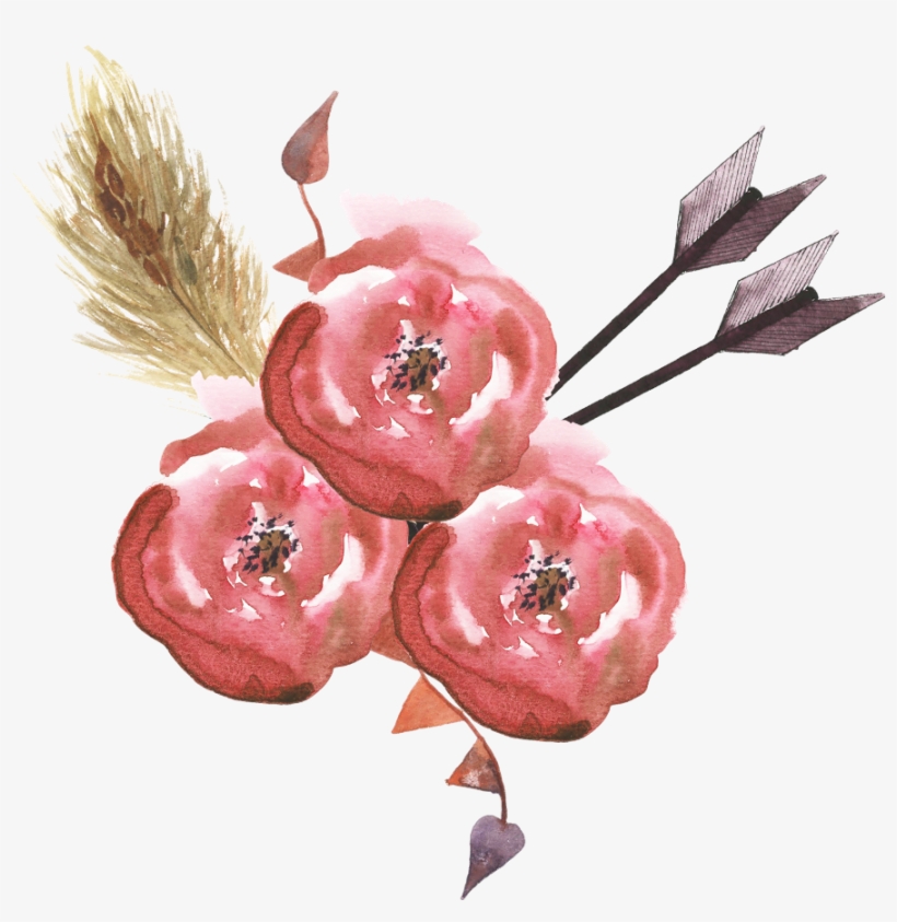 Red Flowers Floral Bouquet Watercolor Ftestickers - Watercolor Painting, transparent png #1149613