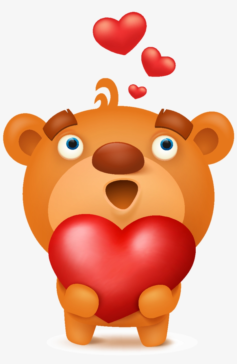 Cartoon Cute Heart Shaped Bear Element - Teddy Bear, transparent png #1150094
