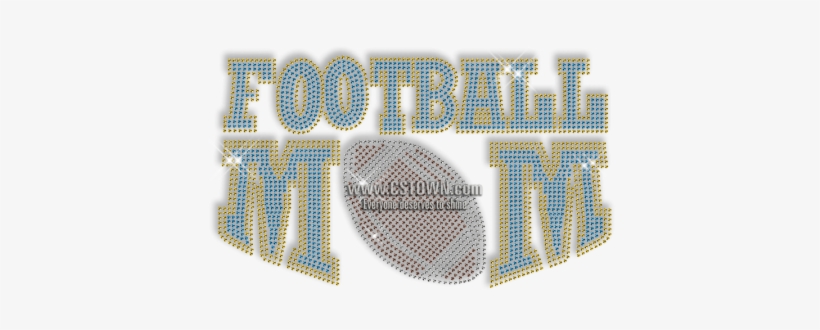 Custom Cool Sparkle Blue Football Mom Diamante Iron - Iron-on, transparent png #1150980