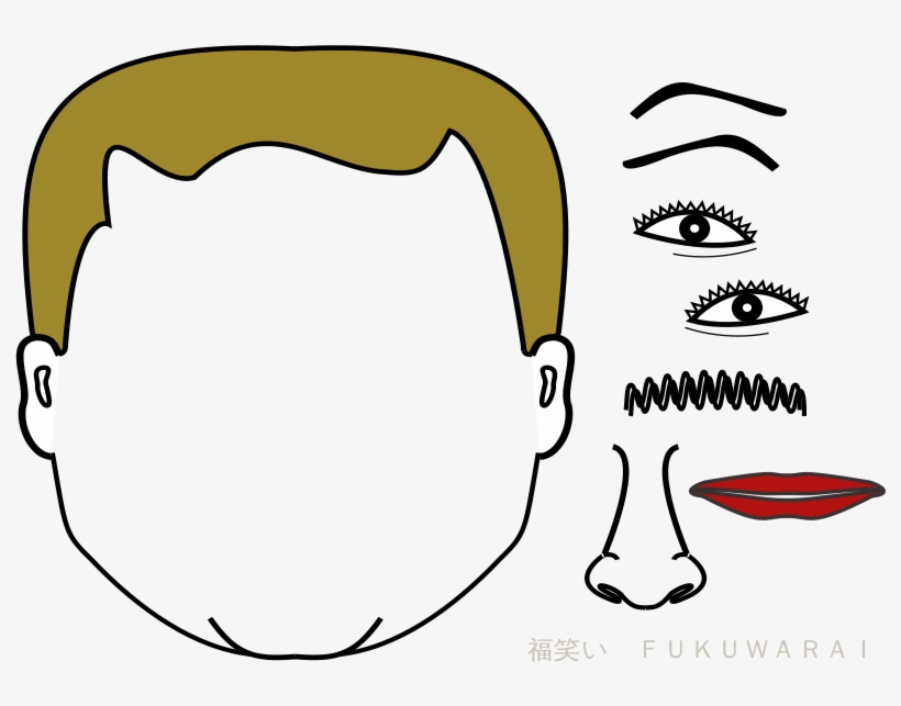 Fukuwarai-maleface - Svg - Parts Of The Face Game, transparent png #1151943