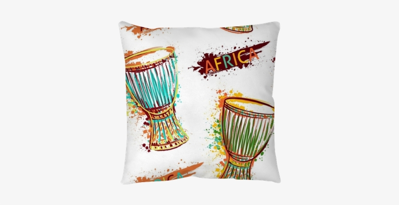 Seamless Pattern With African Drum Tam Tam And Splashes - African Music Instruments, transparent png #1153256