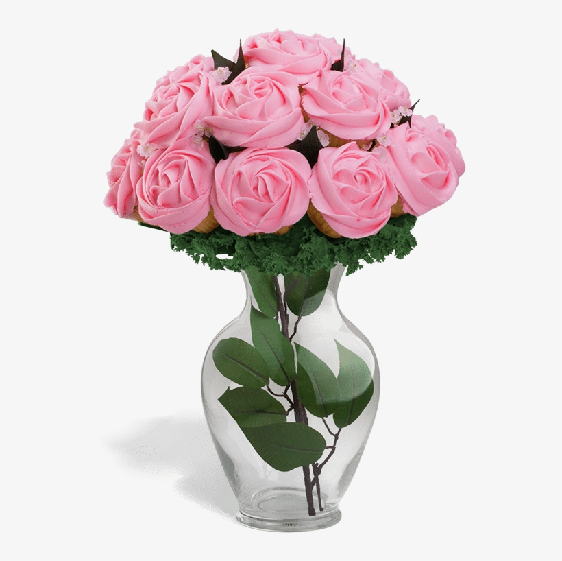 Pretty In Pink - Cupcake Bouquet In A Vase, transparent png #1153432