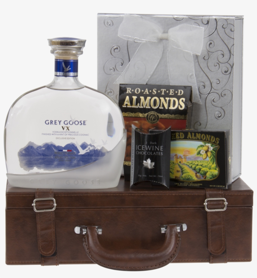 A Faux Leather Suitcase Carries A Bottle Of Grey Goose - Grey Goose Vx Vodka Exceptionnelle 1 Ltr, transparent png #1154227