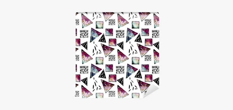 Seamless Pattern Of Watercolor Galaxy, Triangles And - Portable Network Graphics, transparent png #1155191