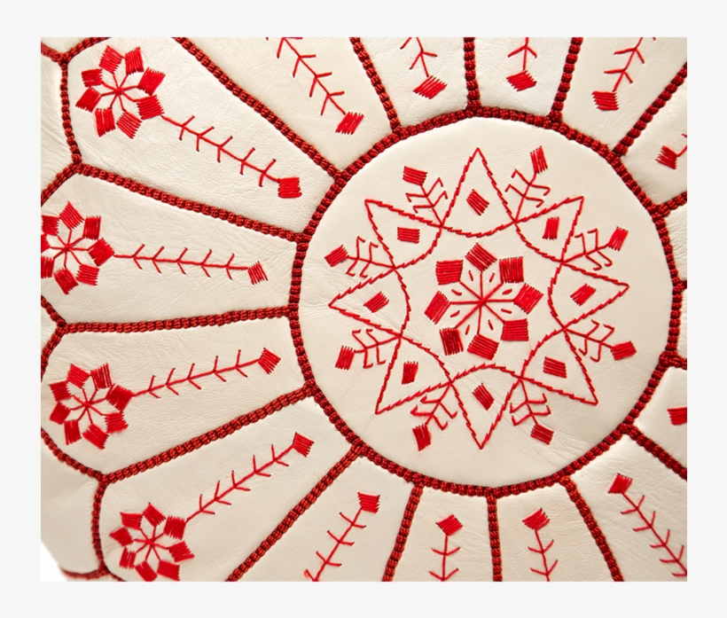Embroidered Leather Pouf, Red On White Starburst Stitch - Polyalphabetic Substitution Cipher, transparent png #1155509