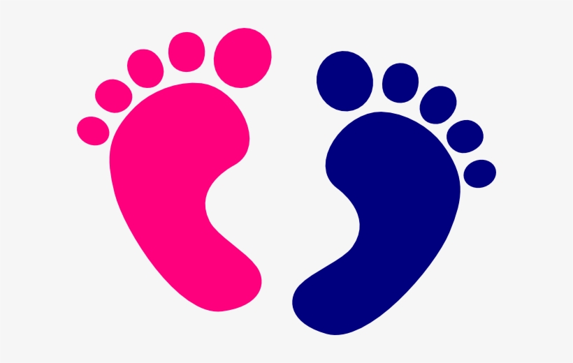 blue and pink footprints