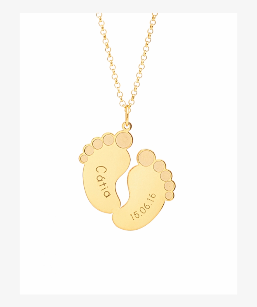 Baby Feet Necklace - Personalized Baby Feet Silver Necklace With Baby Information, transparent png #1156239