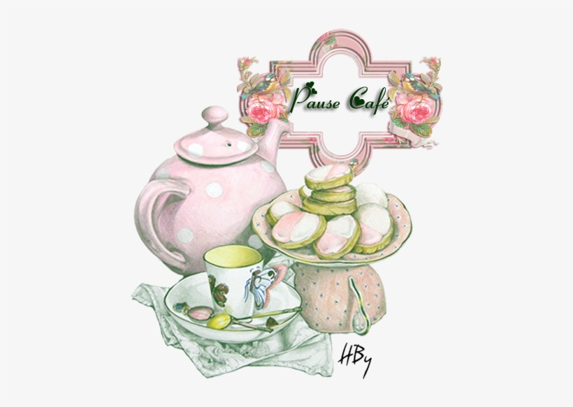 Coffee Break Pause Café Pink Rose - Champagne Afternoon Tea Illustration, transparent png #1156317