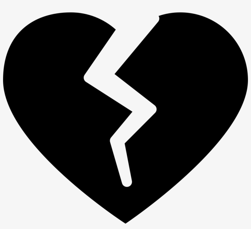 Broken Heart Silhouette Shape - Black Broken Heart Cartoon, transparent png #1156818