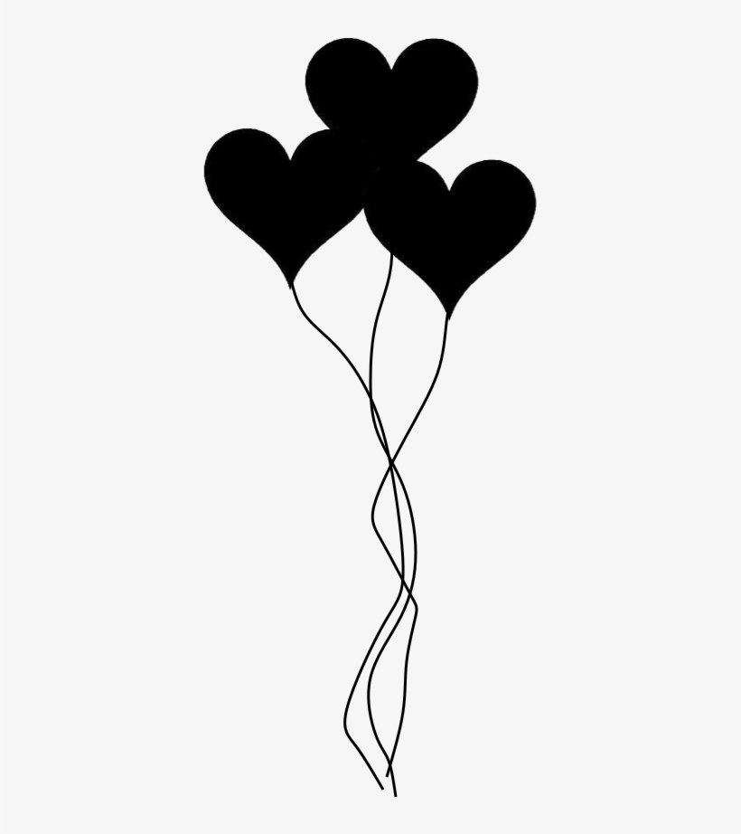 Heart Balloons Silhouette By Viktoria-lyn - Love Balloons Black And White, transparent png #1156843