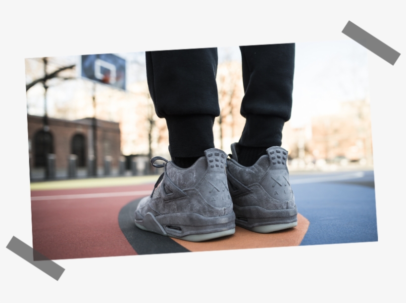 Glow In The Dark With Kaws Air Jordans - Jordan 4 Kaws Black On Feet, transparent png #1157841