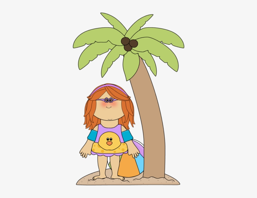 Palm Tree Clipart Summer - Girl Under Clipart, transparent png #1157950