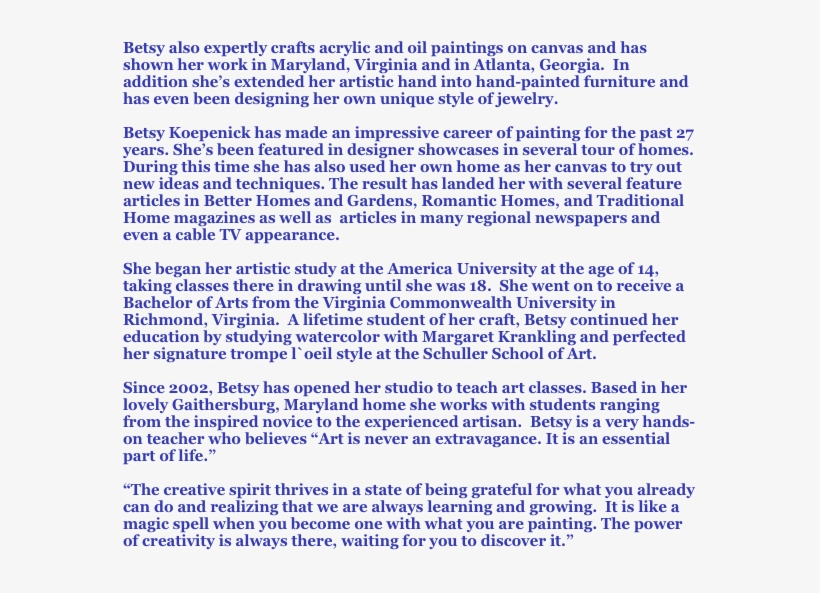 Betsy Also Expertly Crafts Acrylic And Oil Paintings - Painting, transparent png #1161759