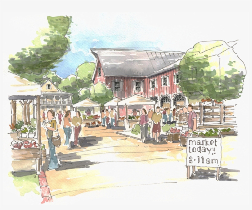 The Vision For Rivers Hamlet Includes A Farmers Market - Drawing, transparent png #1161904