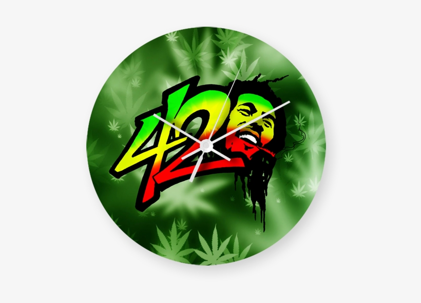 Bob Marley 420 Printed Wall Clock - Finemousepad Glowing Neon Color Marijuana Bokeh Custom, transparent png #1162066