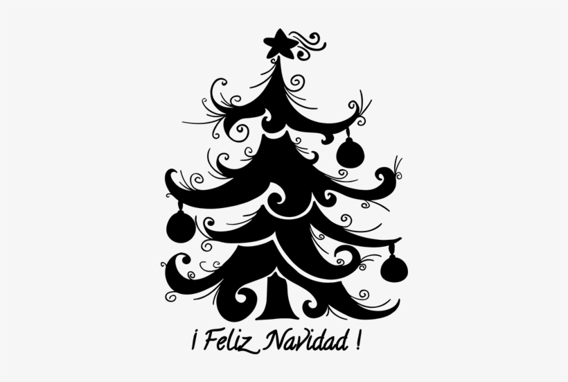 Vinilo Decorativo Árbol De Navidad Ramas Rizadas - Silueta Arbolito De Navidad, transparent png #1162692