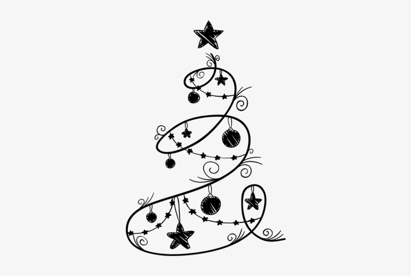 Vinilo Decorativo Árbol De Navidad Líneas Onduladas - Arbol Navidad Blanco Y Negro, transparent png #1162843