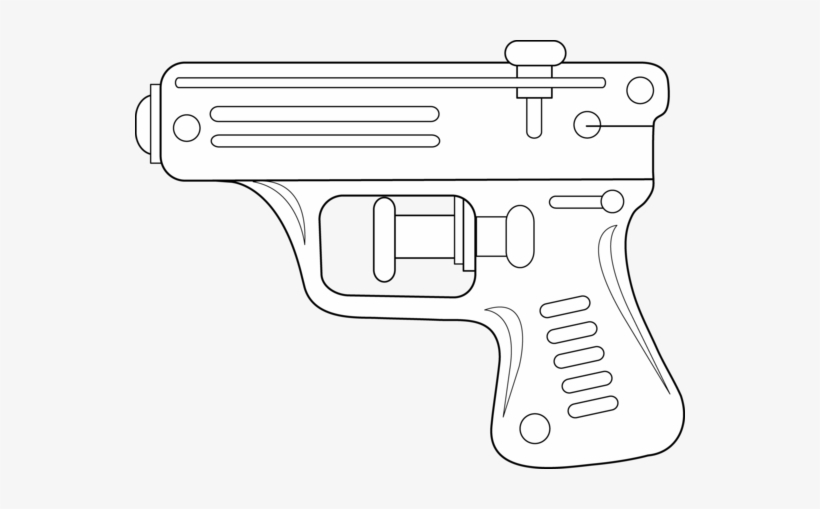 Guns Clipart Line Art - Water Gun Black And White, transparent png #1164370