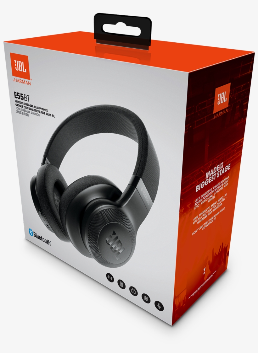 Manuals & Downloads - Jbl E55bt Bluetooth Wireless Over-ear Headphones, transparent png #1164416