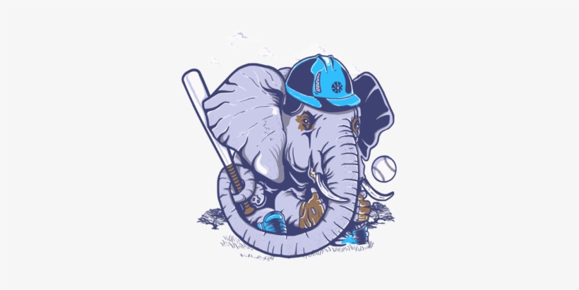 Animal Baseball Elephant Custom Ideas - Elephant Baseball Flag T-shirt, transparent png #1165680