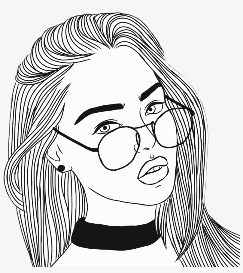 Girl Cool Nice Tumblr Outlines Sticker Ica Cool Outlines - Line Art ...