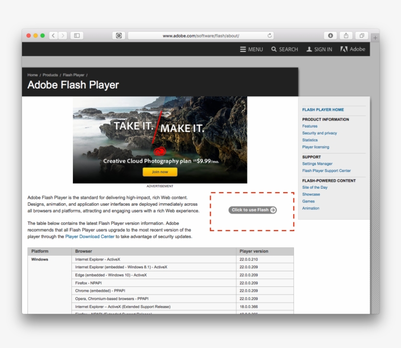 Click To Use Flash On Safari - Adobe Flash Player, transparent png #1167238