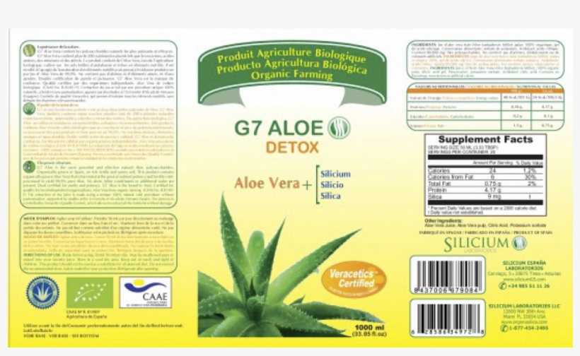 More Views - Silicium - G7 Aloe Detox - 33.85 Oz. 1000 Ml, transparent png #1167575