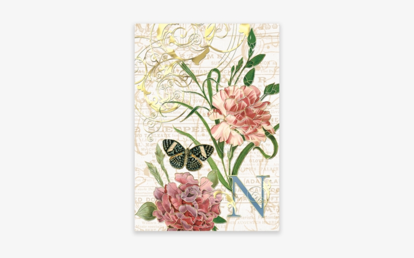 Monogram - 'redoute Dianthus Caryophyllus' Graphic Art Print On, transparent png #1169255